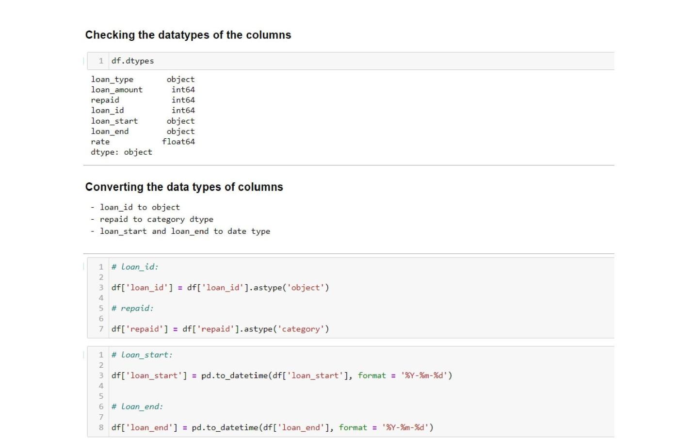 steps of data processing in machine learning