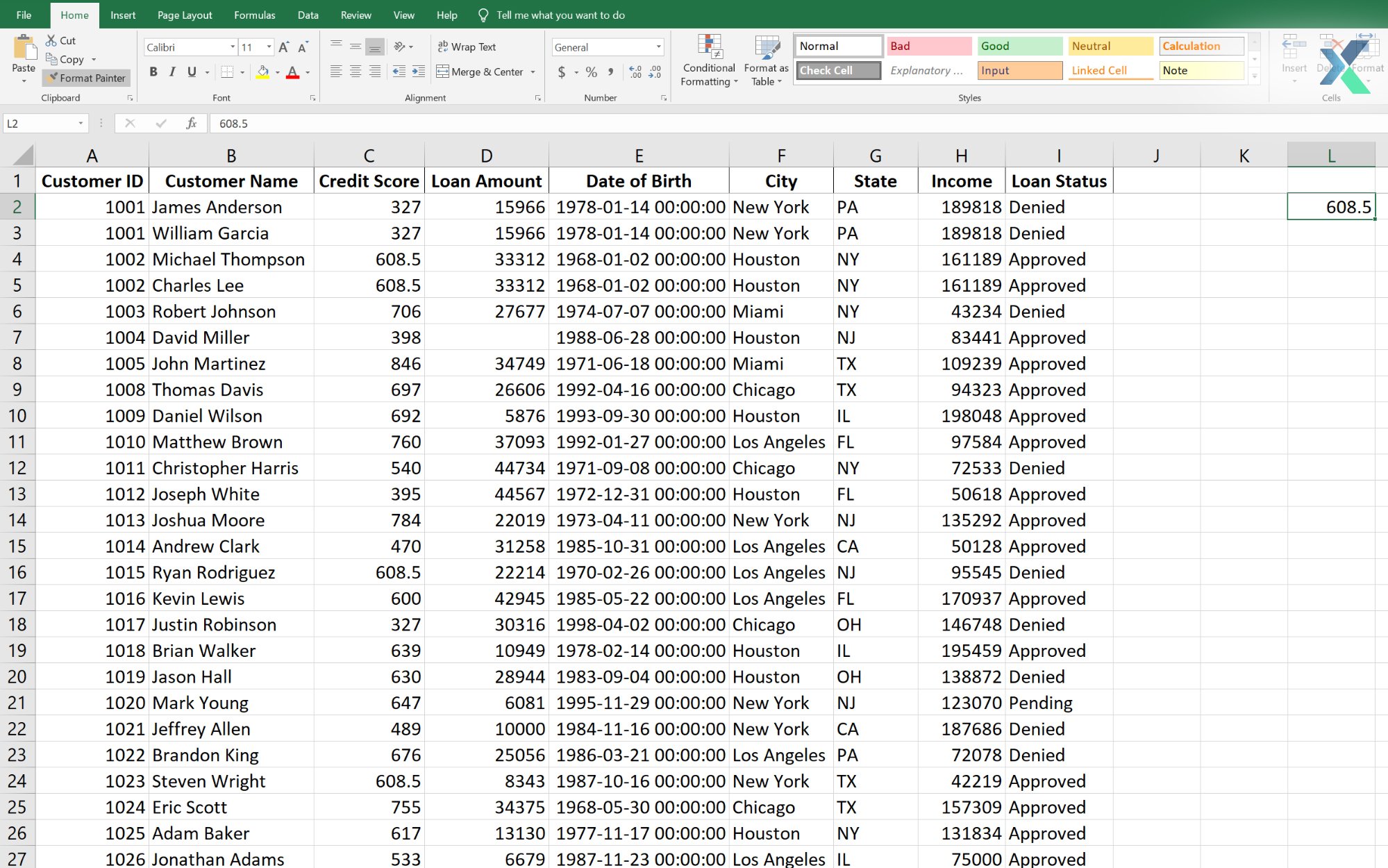 performing missing value imputation in excel