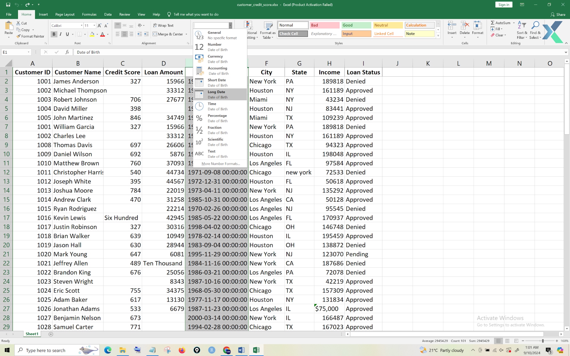 data typecasting in excel