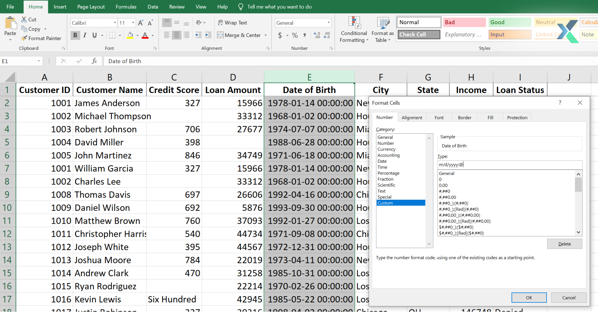 data typecasting in excel