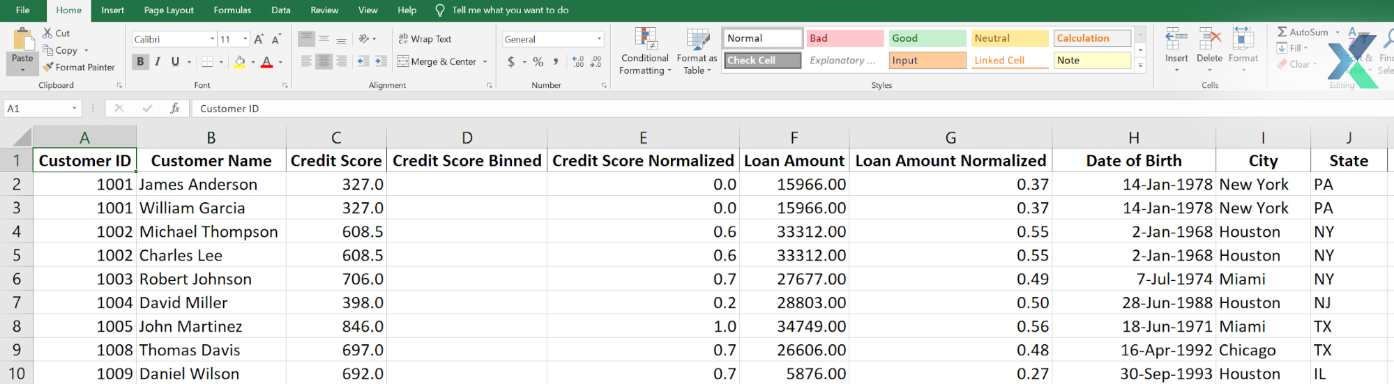 binning data in excel