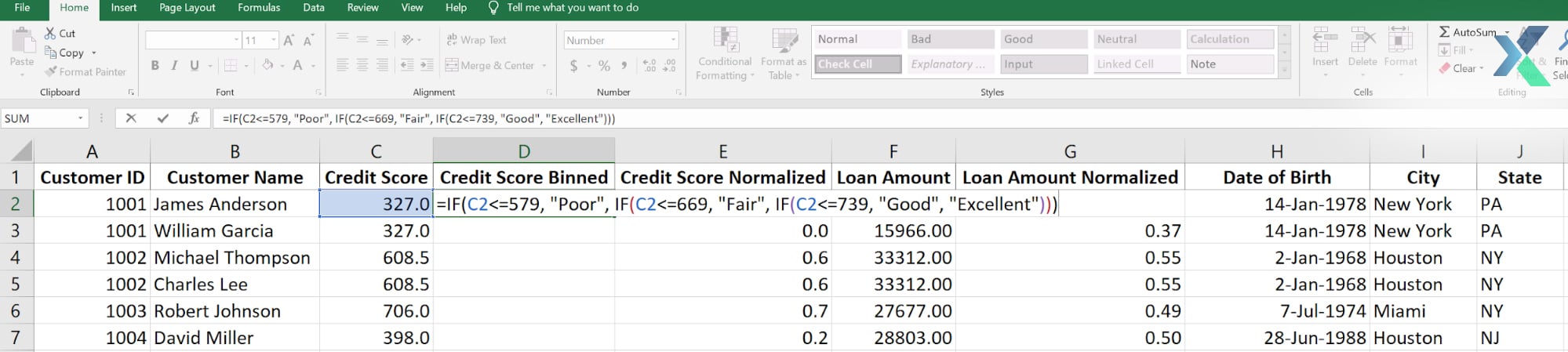 binning data in excel