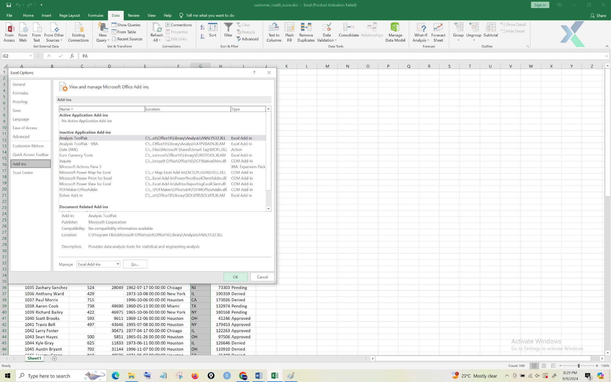 calculating summary statistics in excel