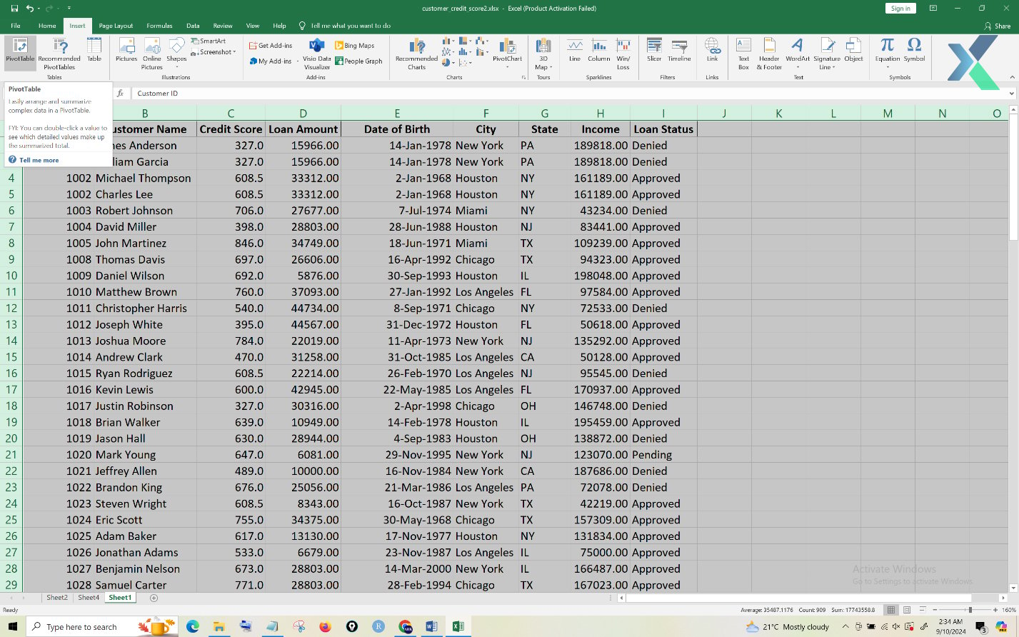 creating summary tables in excel