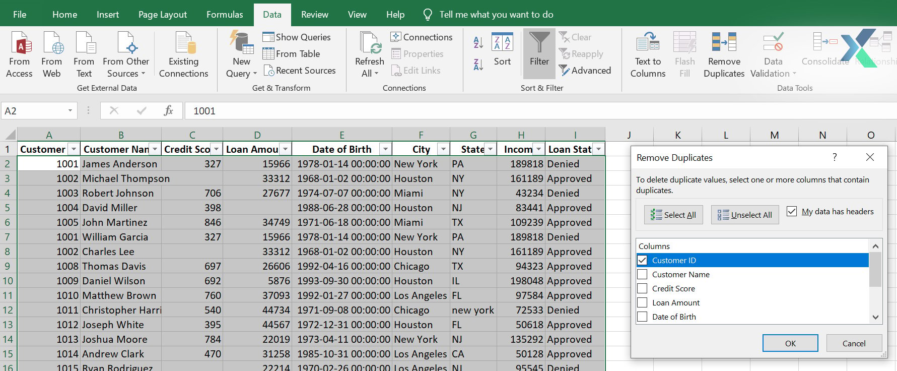 removing duplicates in excel