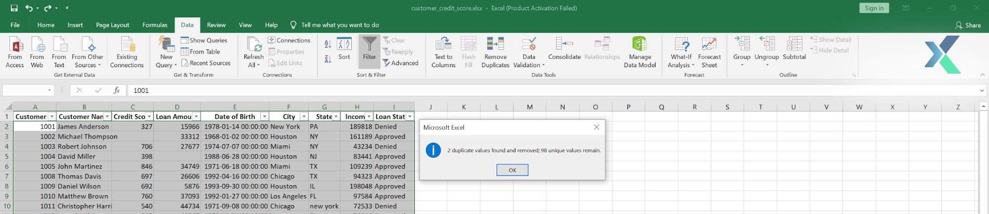 removing duplicates in excel