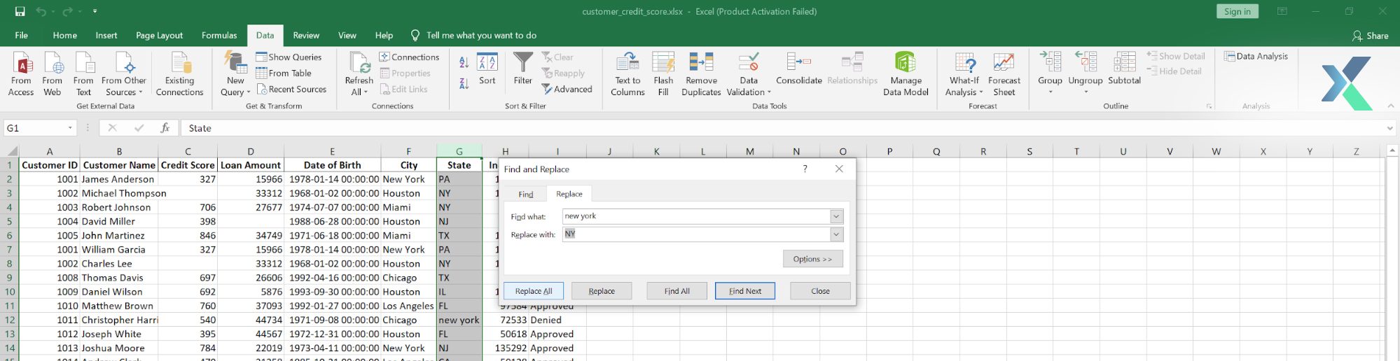 correcting data inconsistencies in excel