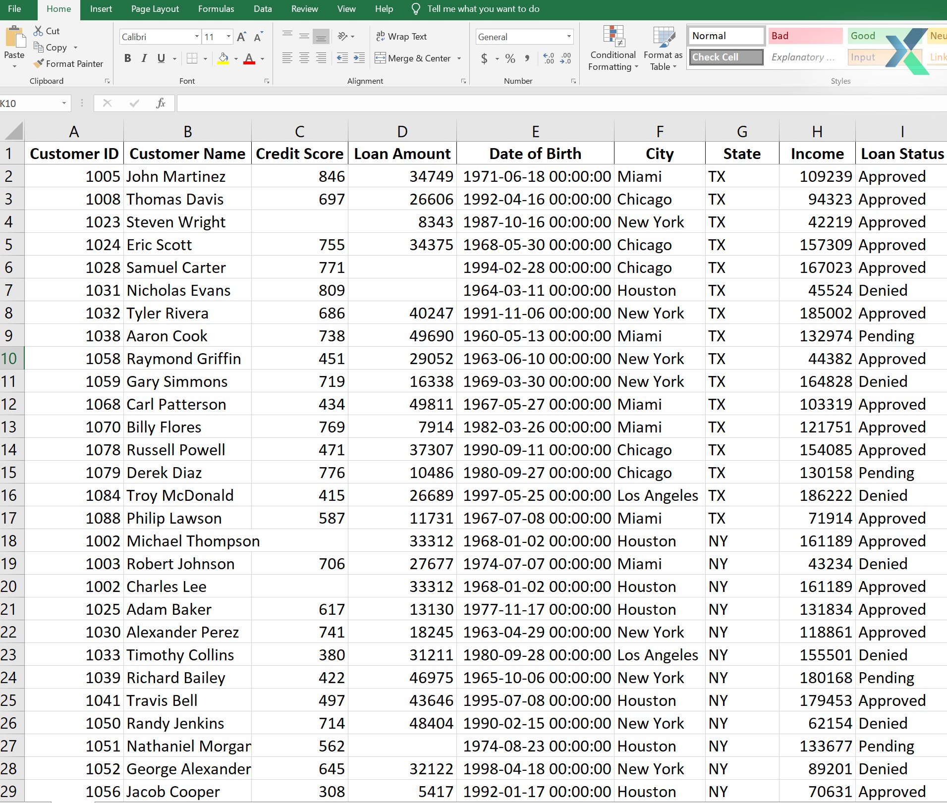 sorting dataset in excel