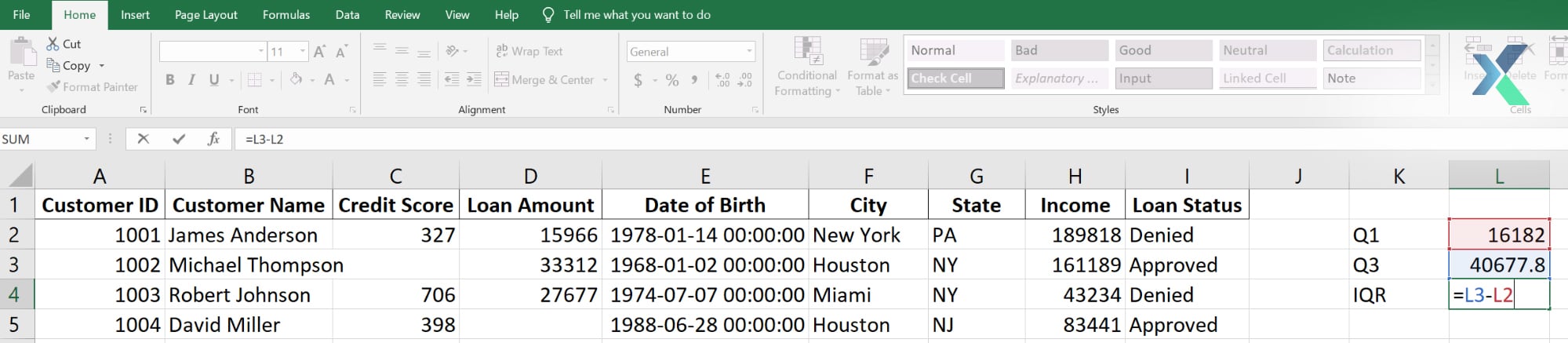 flagging outliers in excel