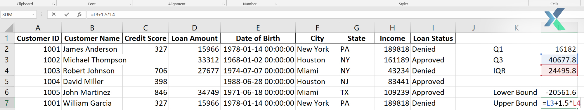 flagging outliers in excel